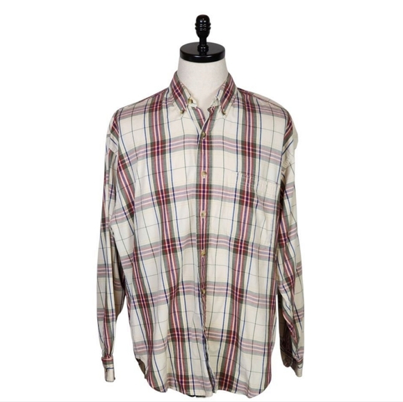Eddie Bauer Vintage Plaid Button Down Shirt L 100% Cotton Business Casual - Picture 1 of 6